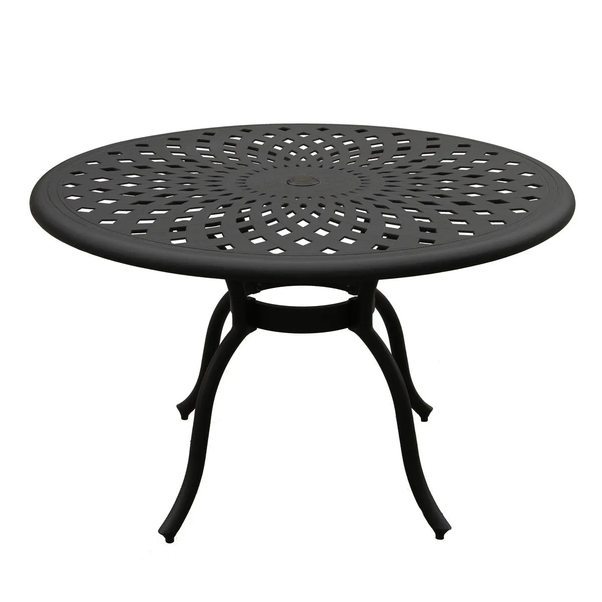 Modern Ornate Outdoor Mesh Aluminum 48-in Round Patio Dining Set with Four Chairs - N/A