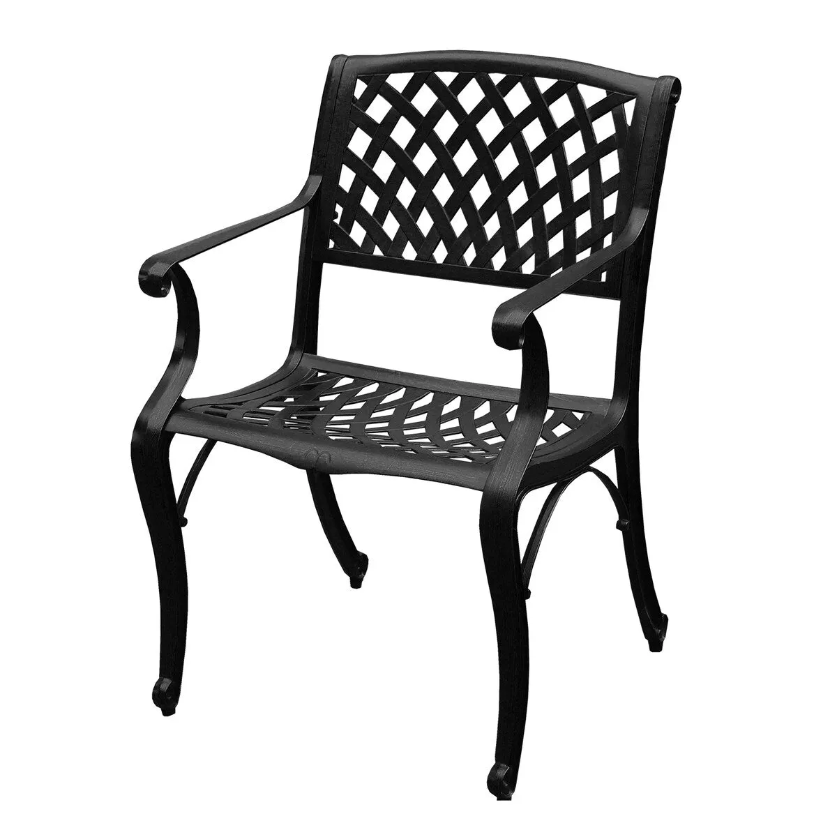 Modern Ornate Outdoor Mesh Aluminum 48-in Round Patio Dining Set with Four Chairs - N/A