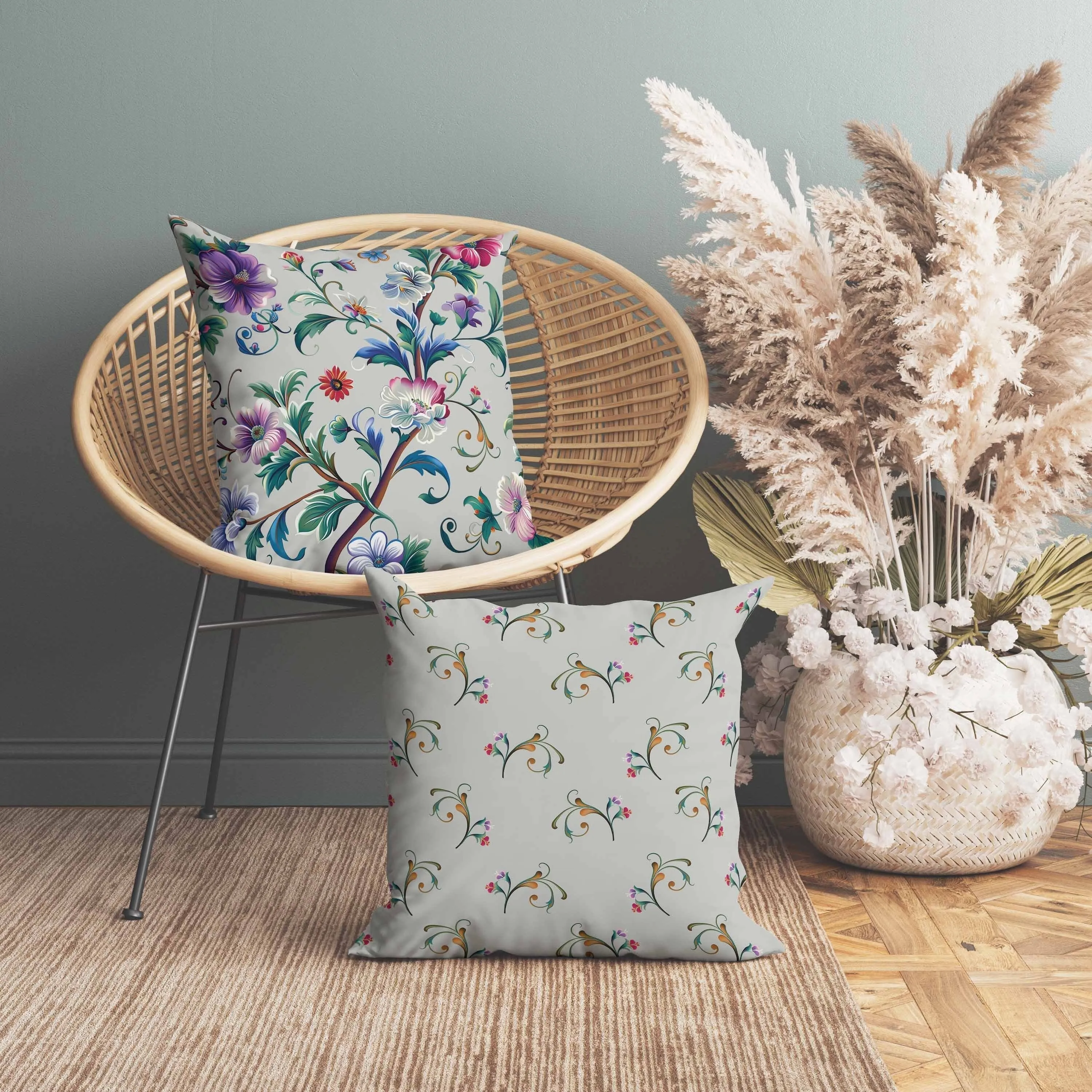 Nature's Palette Indoor/Outdoor Reversible Throw Pillow Green and Blue