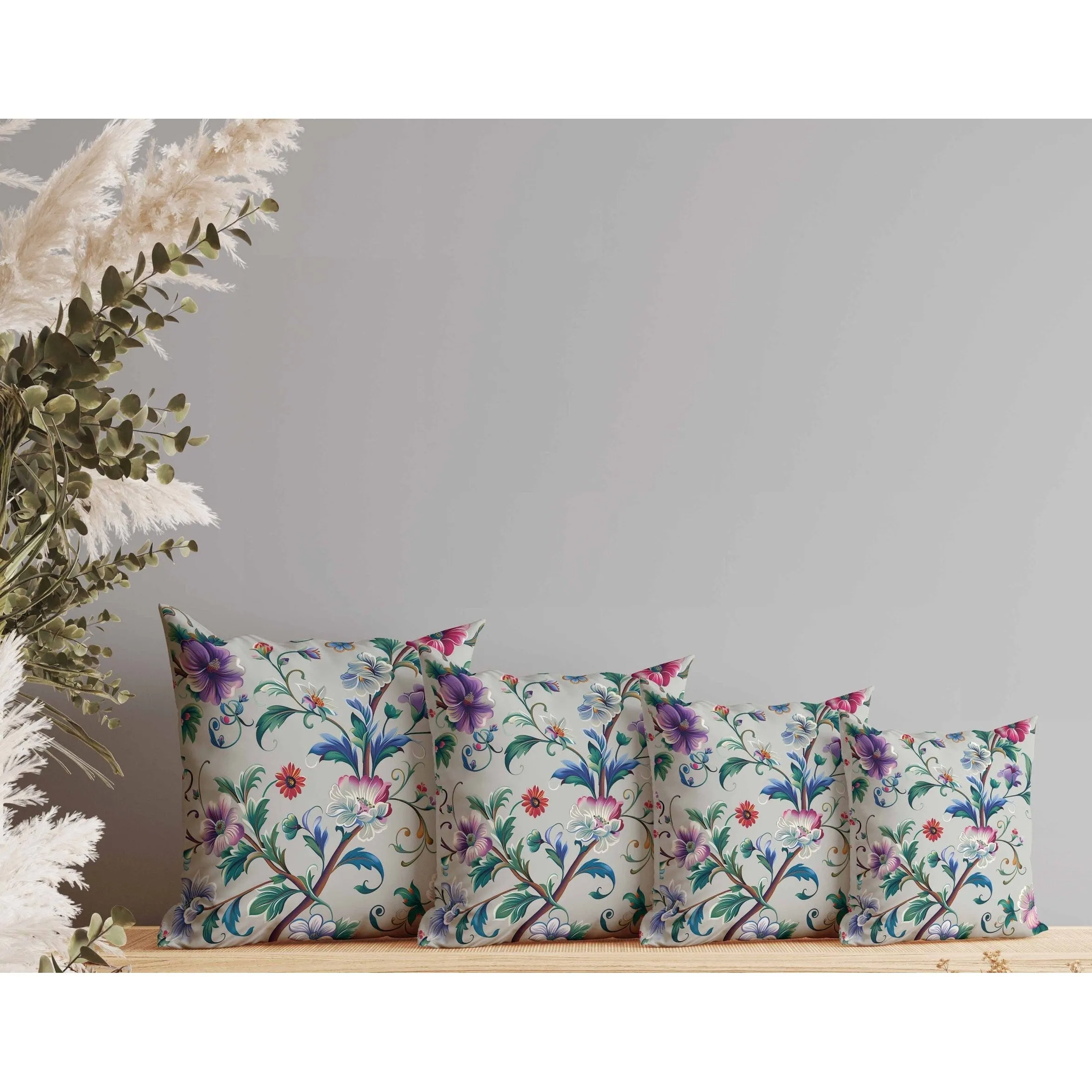 Nature's Palette Indoor/Outdoor Reversible Throw Pillow Green and Blue