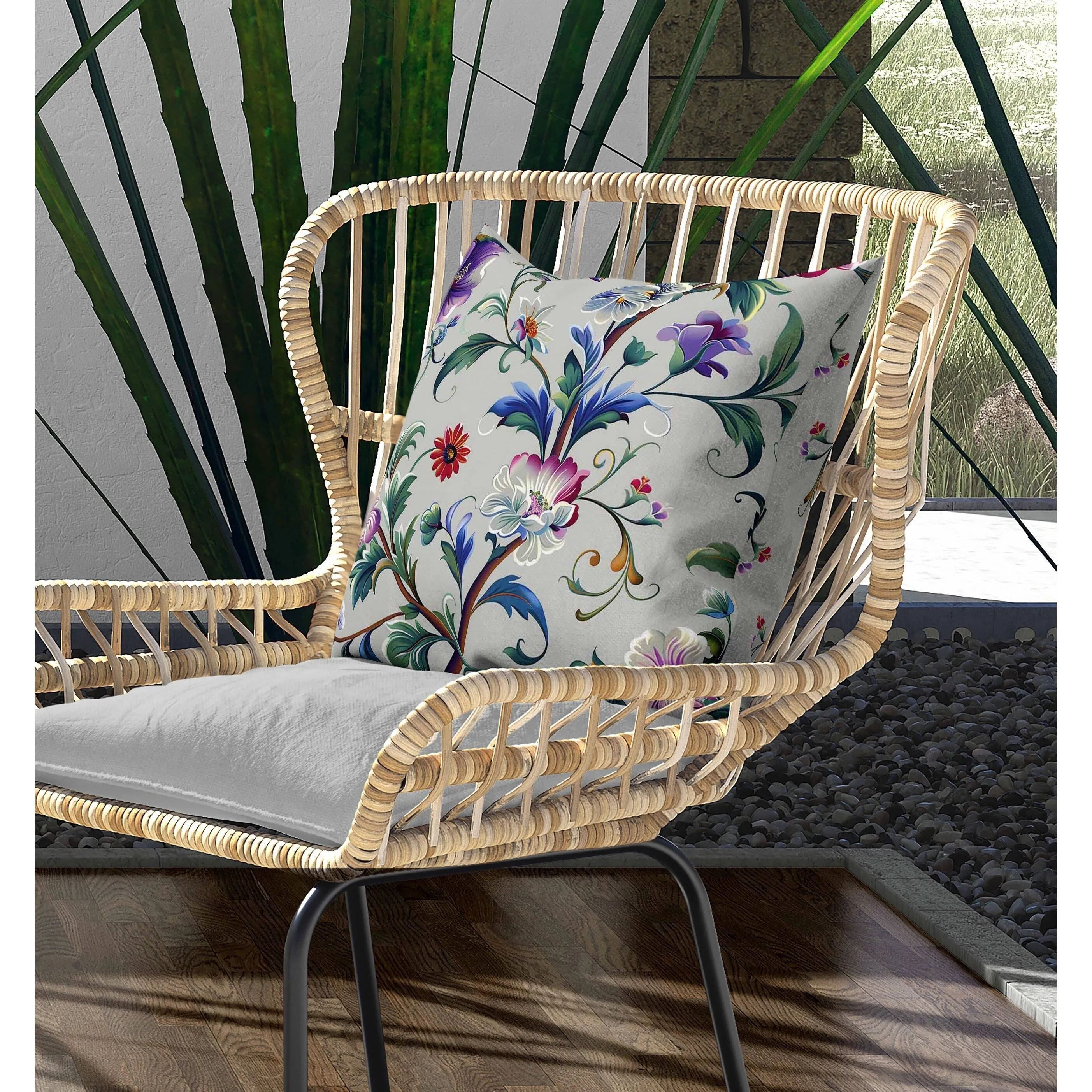 Nature's Palette Indoor/Outdoor Reversible Throw Pillow Green and Blue
