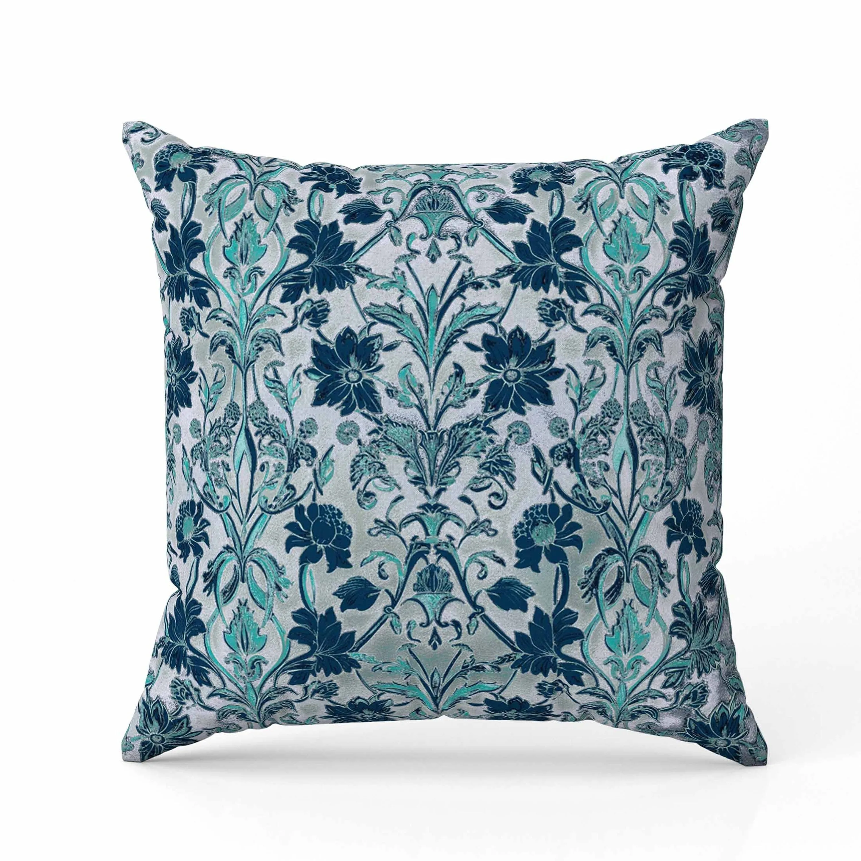 Oceanic Bloom Indoor/Outdoor Reversible Throw Pillow Blue and Teal