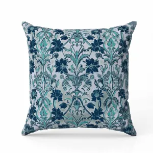 Oceanic Bloom Indoor/Outdoor Reversible Throw Pillow Blue and Teal