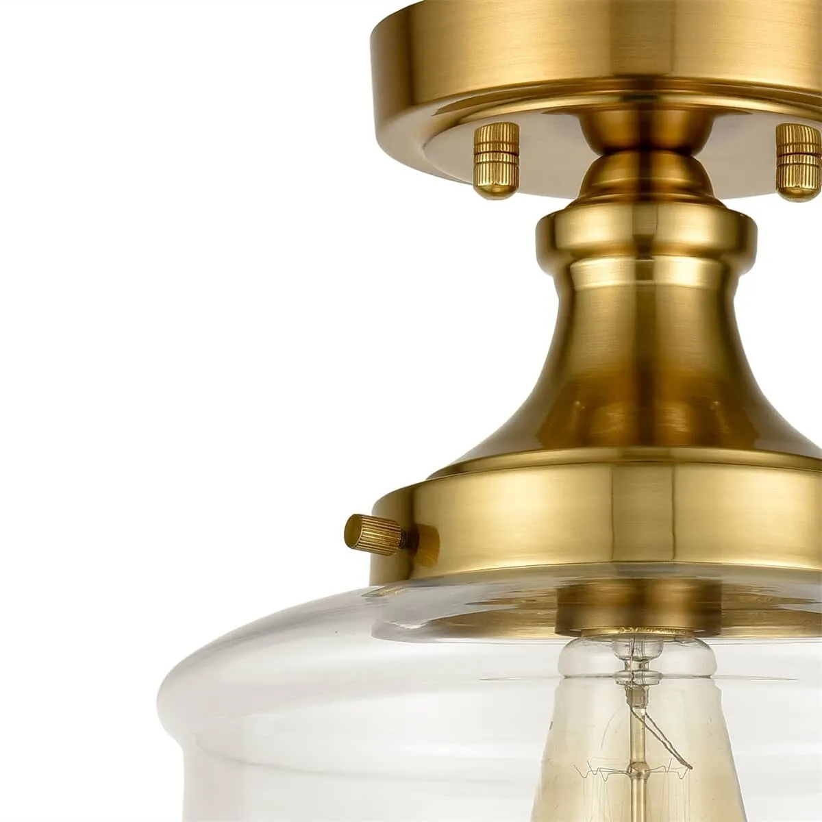 Orvieto Modern Brass Semi Flush Mount Ceiling Light Schoolhouse Fixture 1-Light