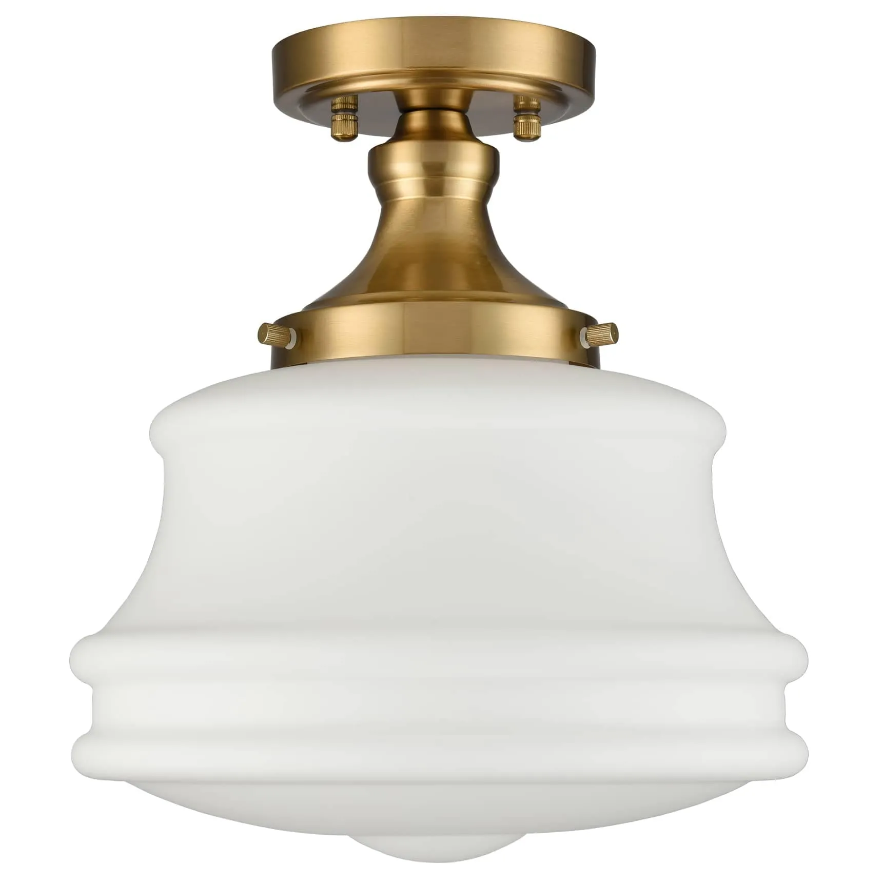 Orvieto Modern Brass Semi Flush Mount Ceiling Light Schoolhouse Fixture 1-Light