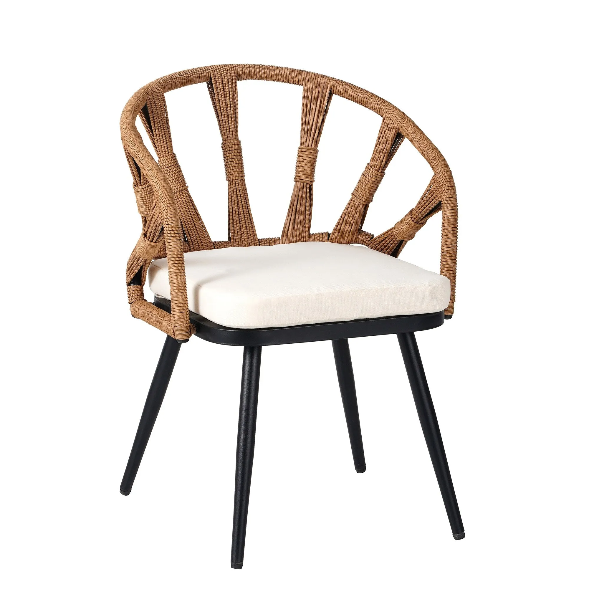 Outdoor PE Rattan Chairs with Plastic Wood Table for Garden (Set of 5)