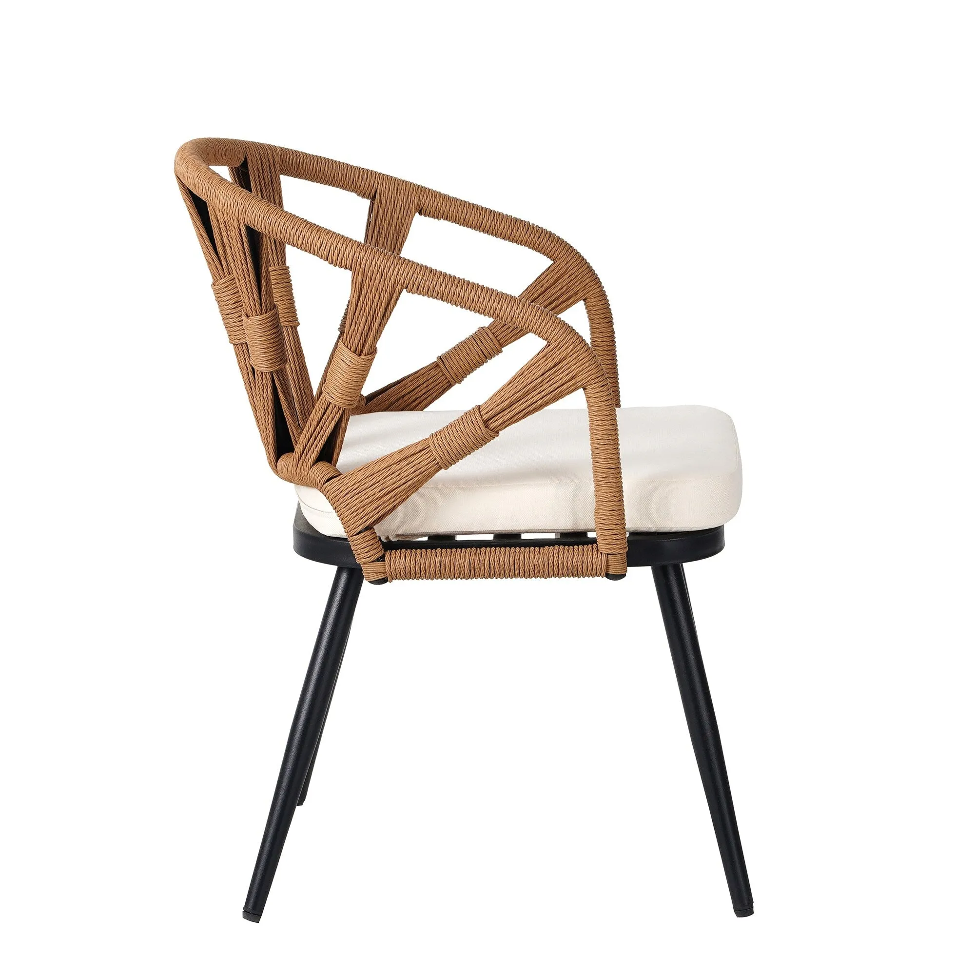 Outdoor PE Rattan Chairs with Plastic Wood Table for Garden (Set of 5)