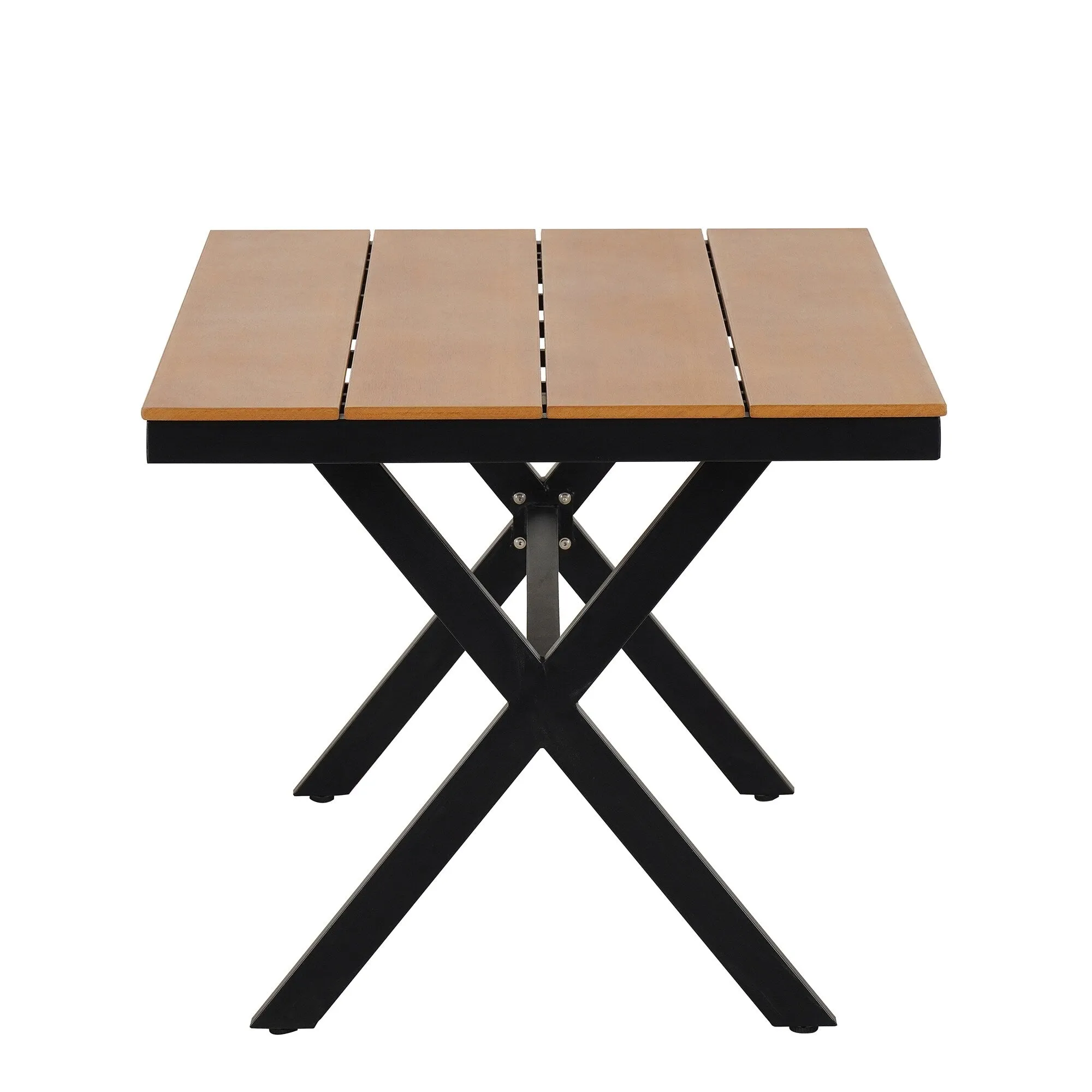 Outdoor PE Rattan Chairs with Plastic Wood Table for Garden (Set of 5)