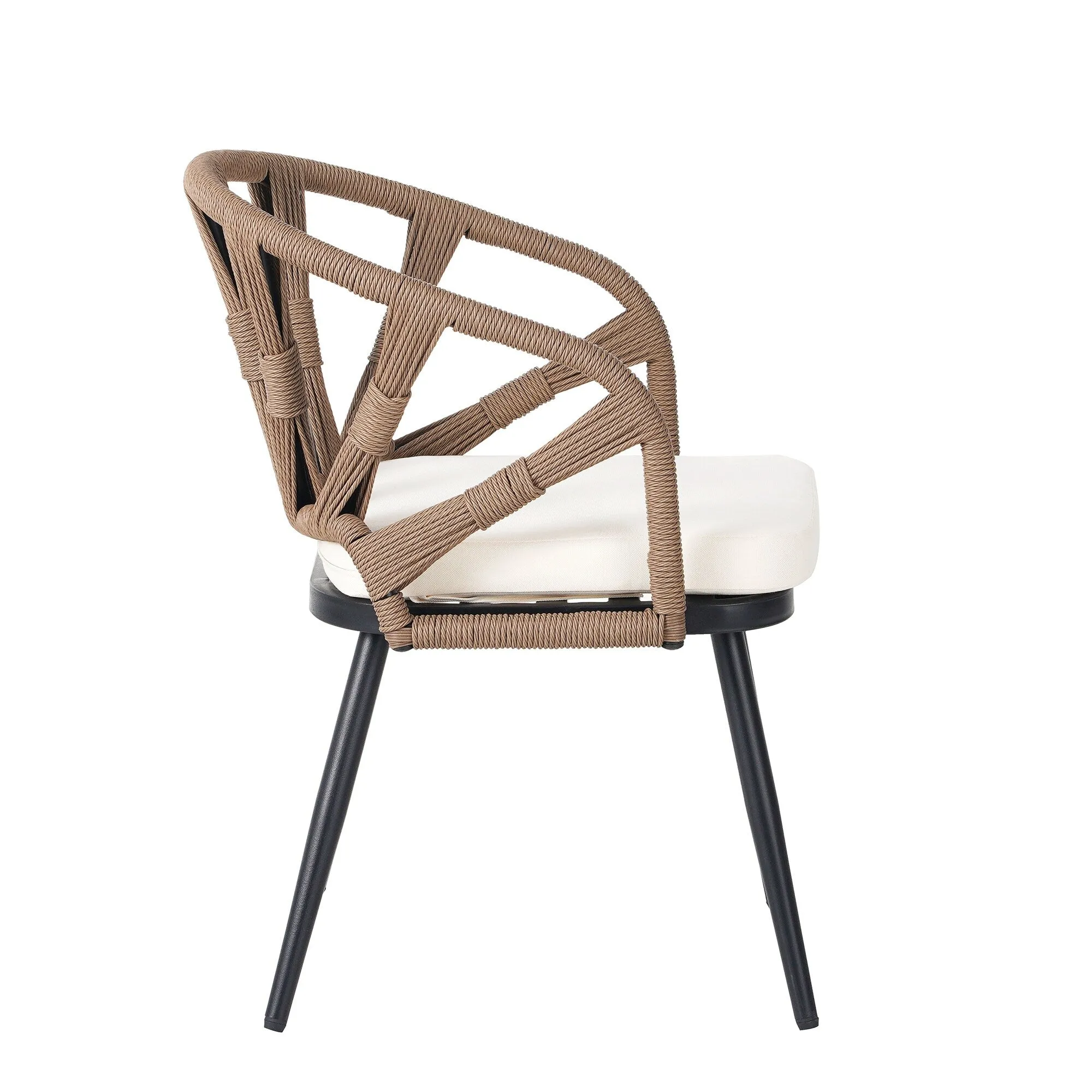 Outdoor PE Rattan Chairs with Plastic Wood Table for Garden (Set of 5)
