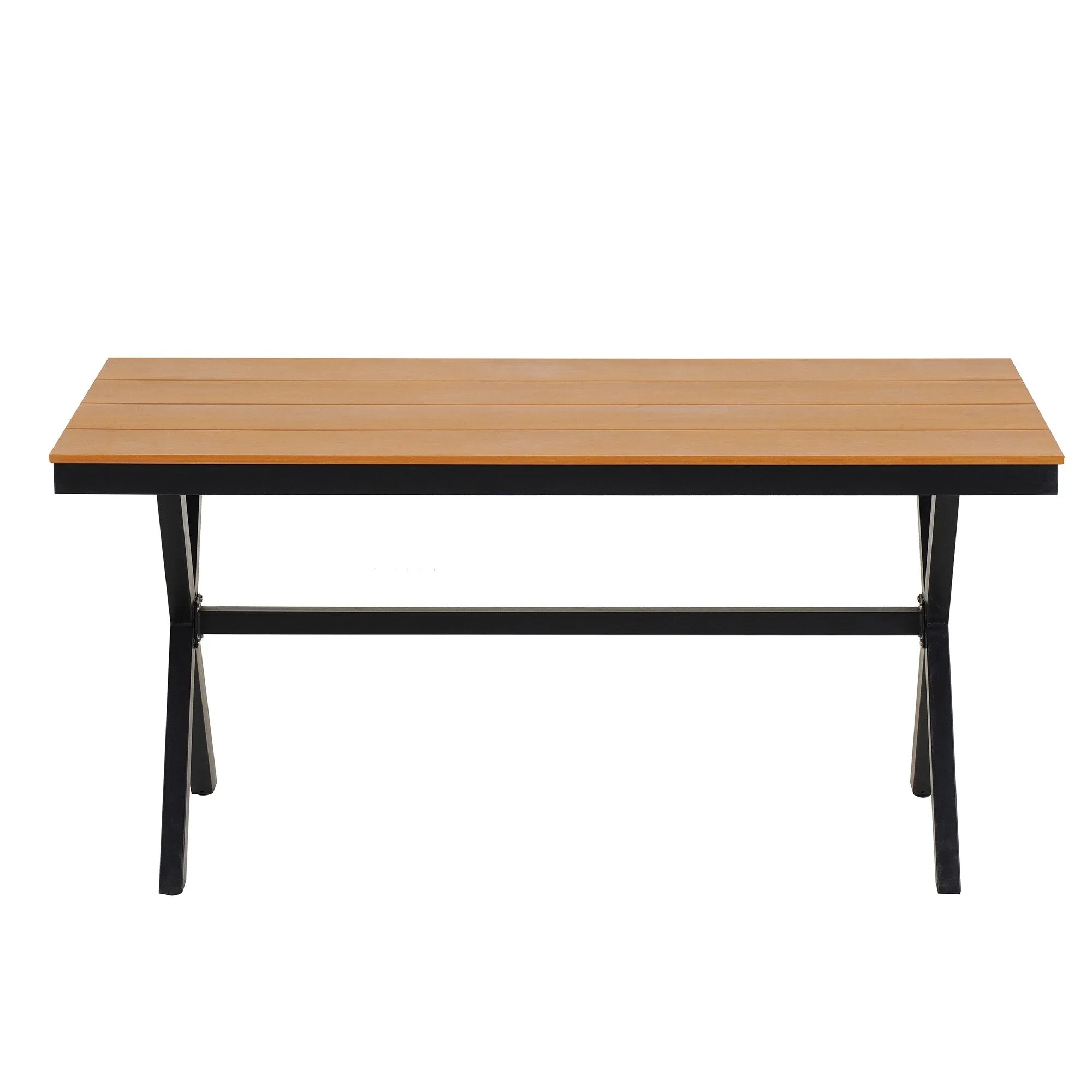 Outdoor PE Rattan Chairs with Plastic Wood Table for Garden (Set of 5)