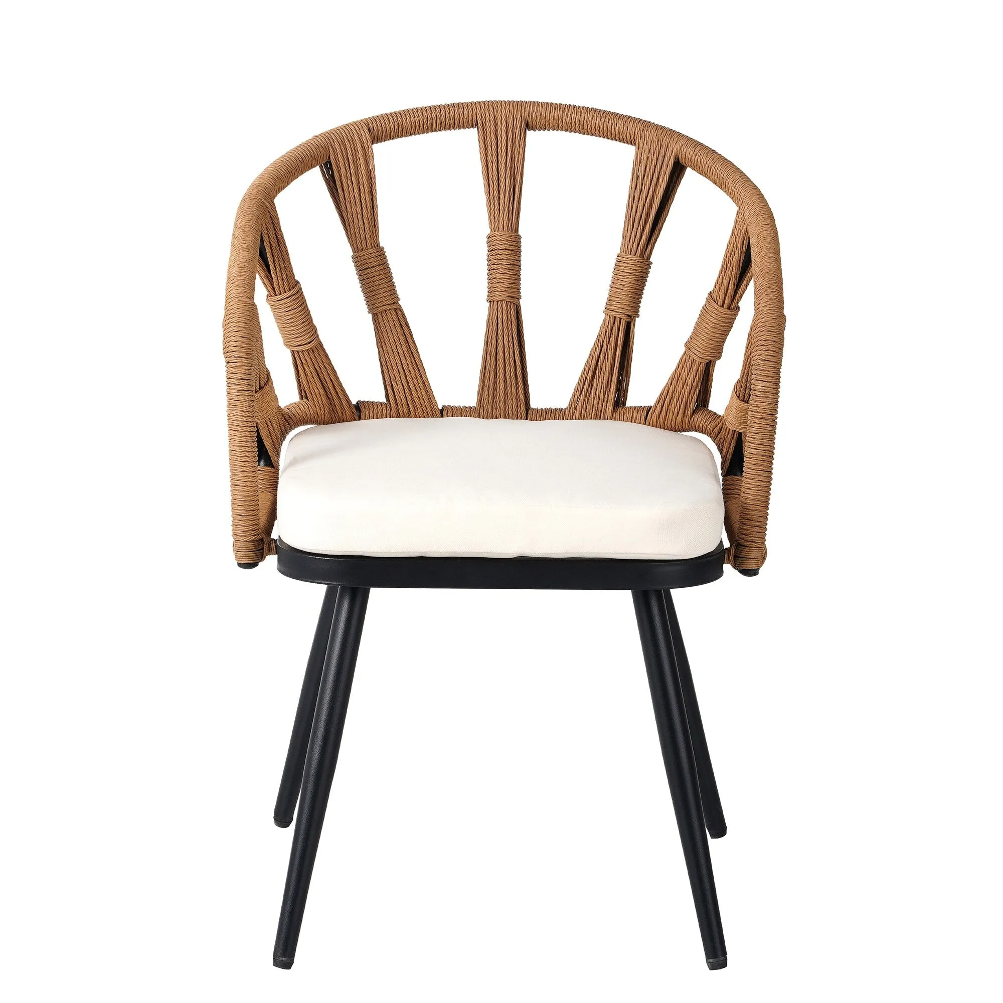 Outdoor PE Rattan Chairs with Plastic Wood Table for Garden (Set of 5)