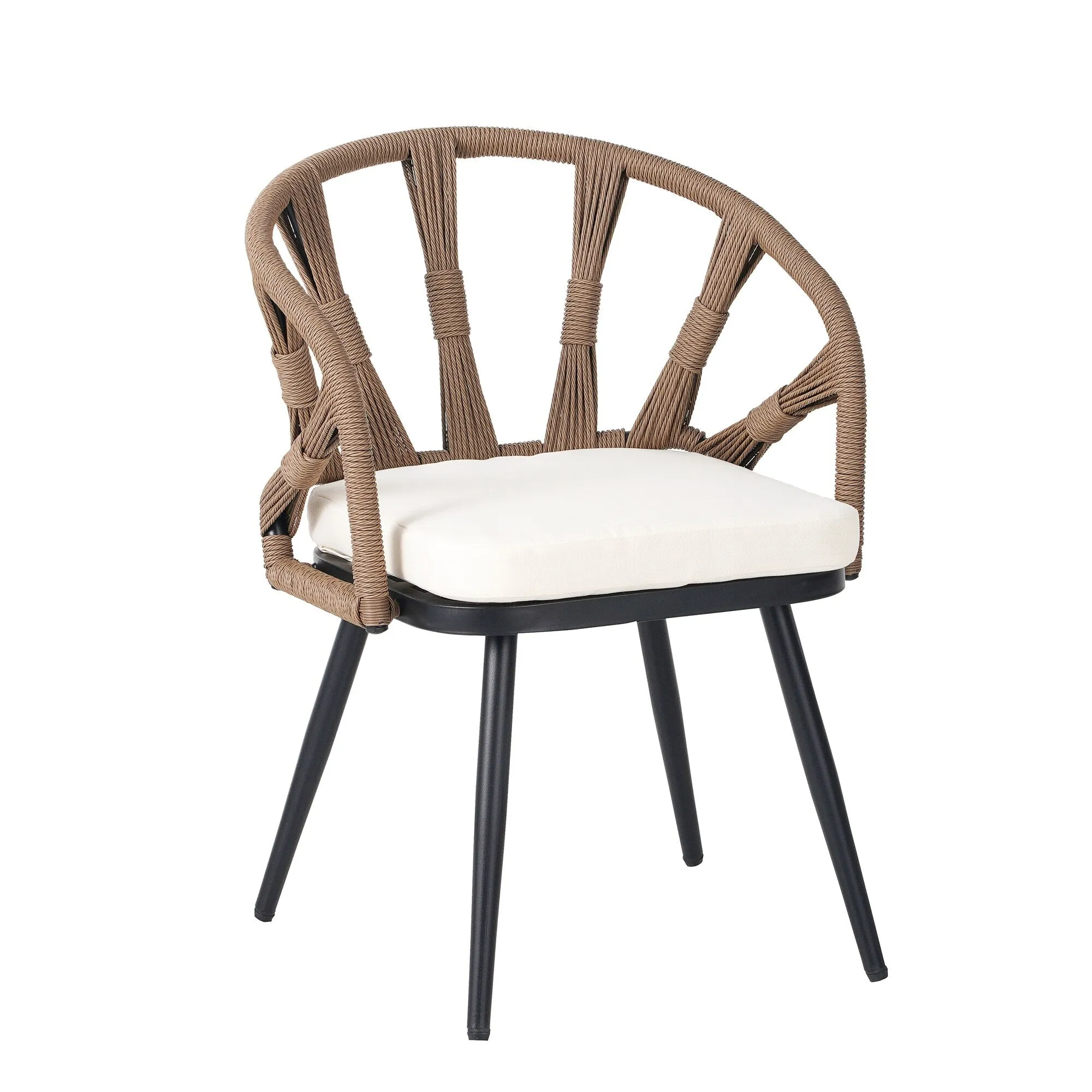 Outdoor PE Rattan Chairs with Plastic Wood Table for Garden (Set of 5)