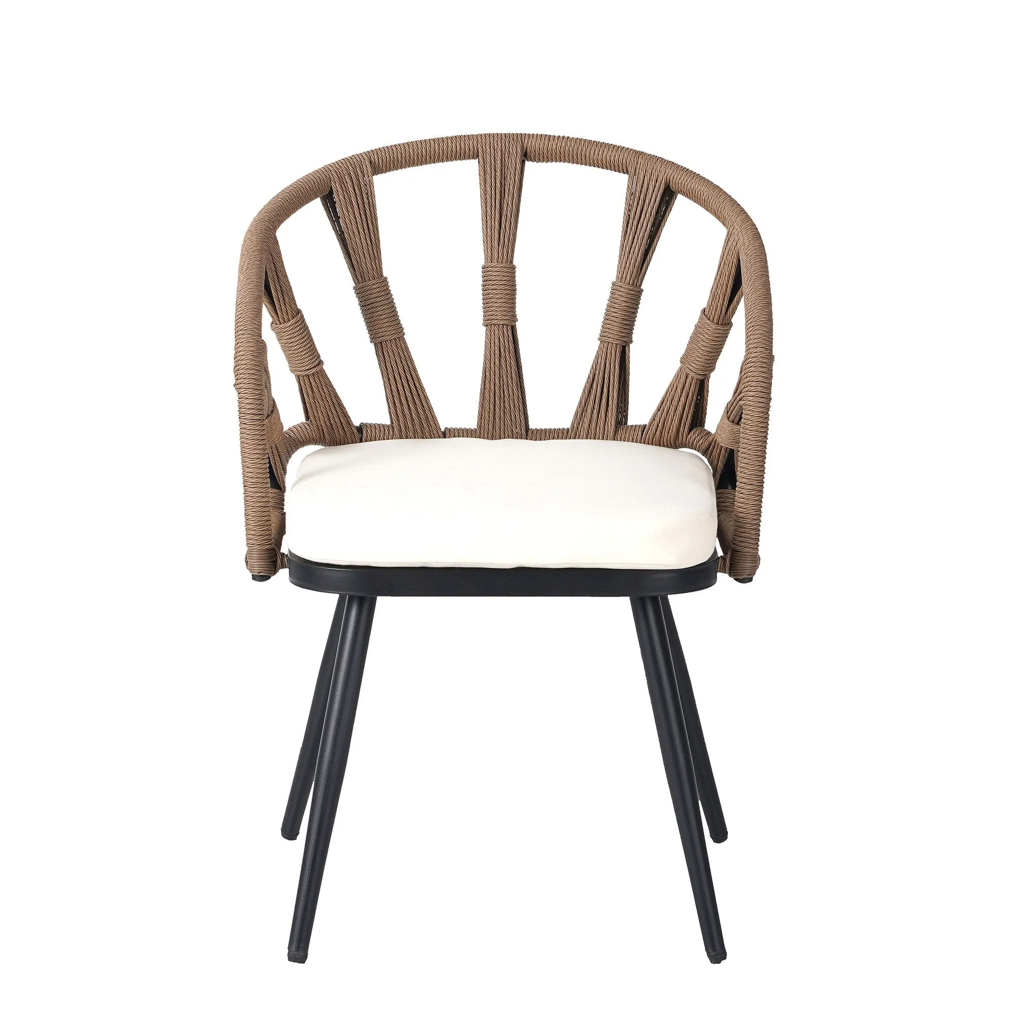 Outdoor PE Rattan Chairs with Plastic Wood Table for Garden (Set of 5)