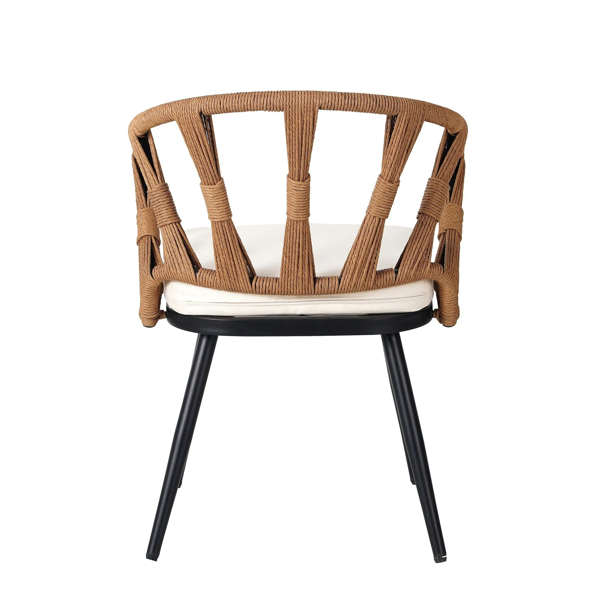 Outdoor PE Rattan Chairs with Plastic Wood Table for Garden (Set of 5)