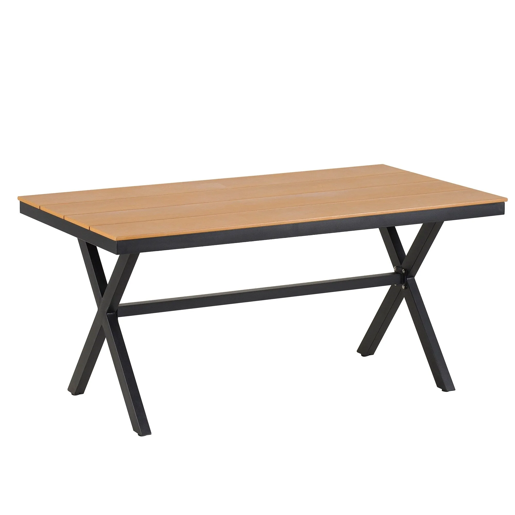Outdoor PE Rattan Chairs with Plastic Wood Table for Garden (Set of 5)