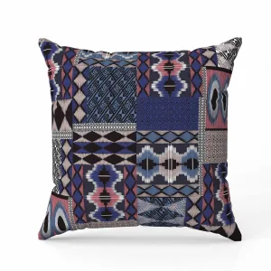 Patched Perfection Indoor/Outdoor Reversible Throw Pillow Blue and Rose