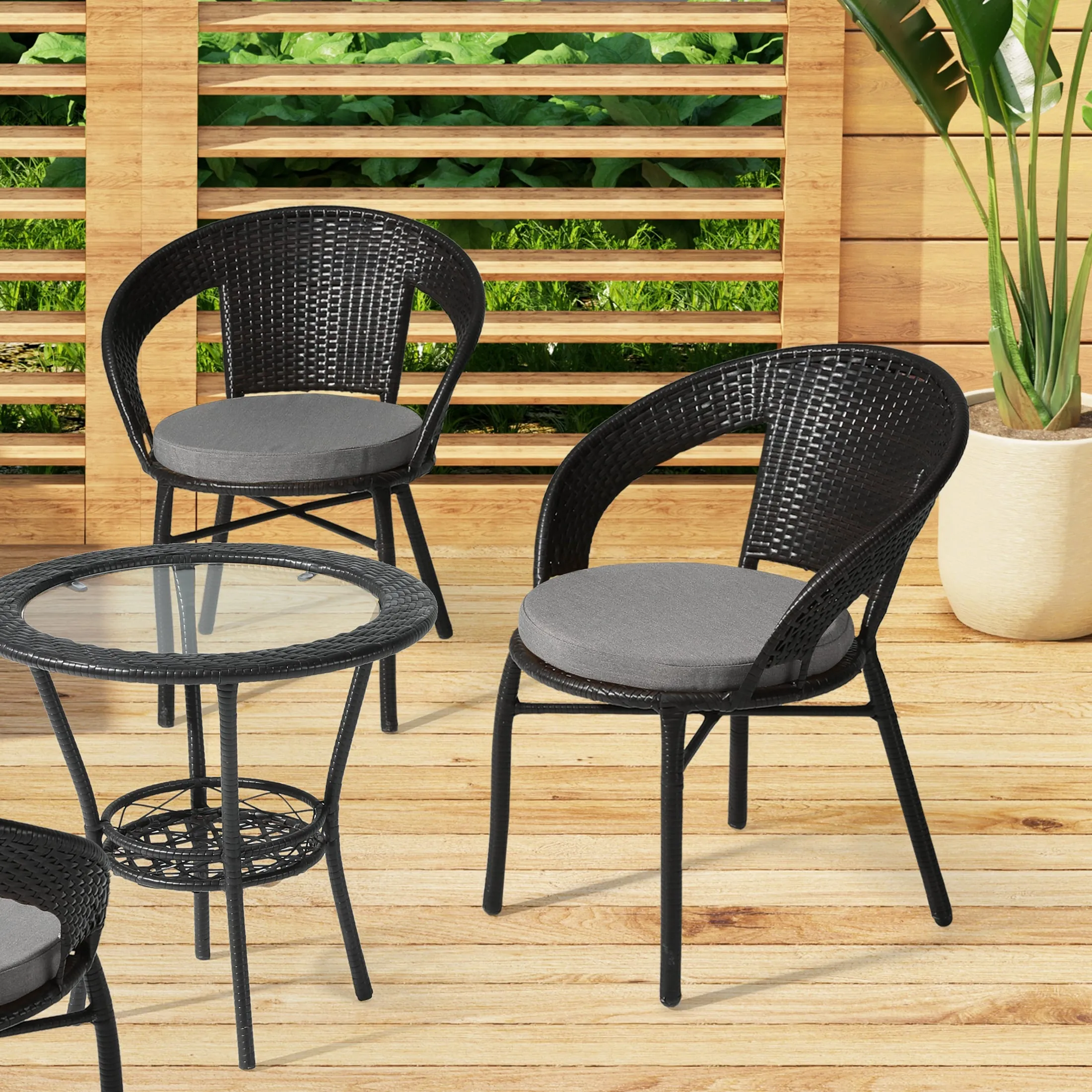 Polytrends Fading Free All Weather Outdoor Patio Dining Chair Seat Cushions - (Set of 4)