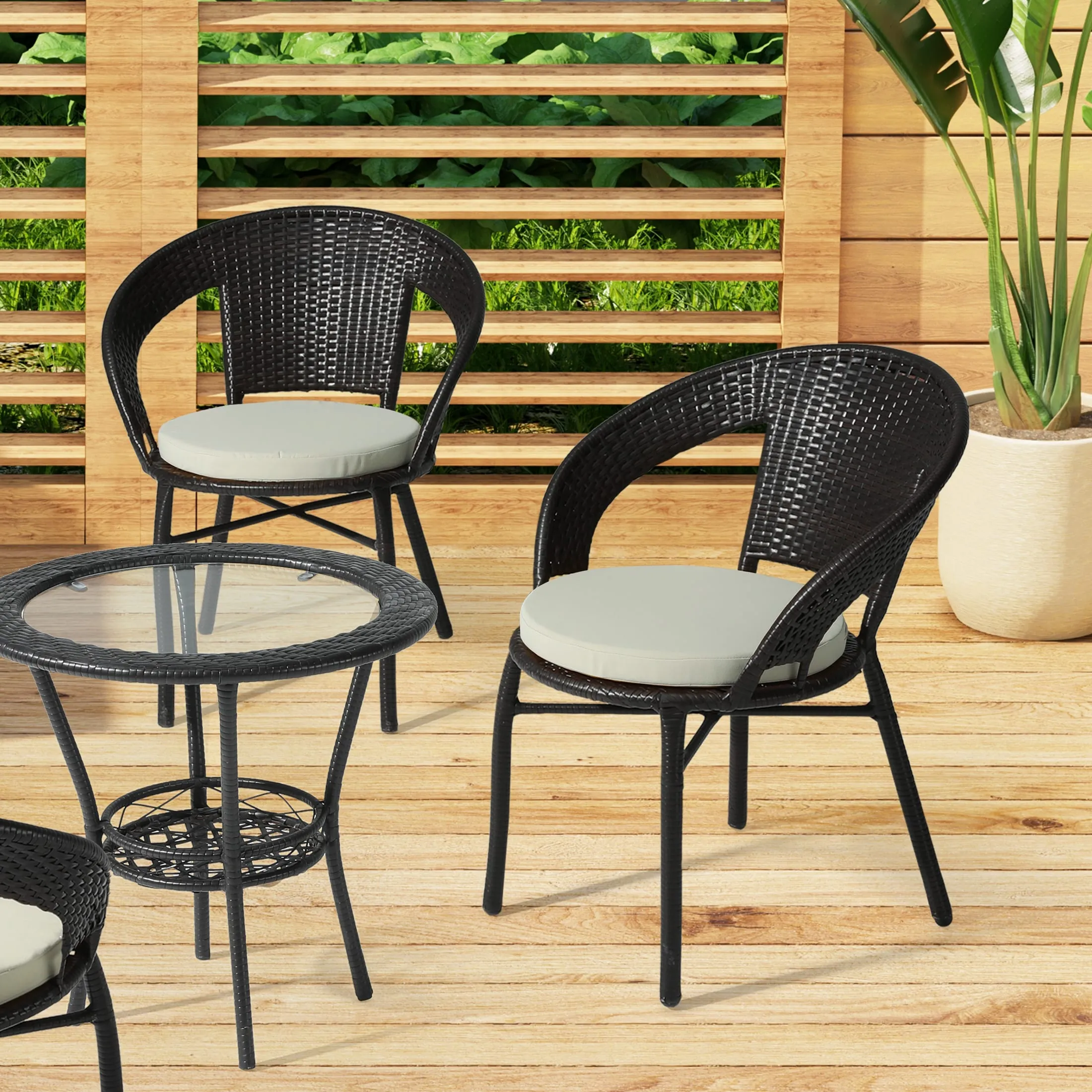 Polytrends Fading Free All Weather Outdoor Patio Dining Chair Seat Cushions - (Set of 4)