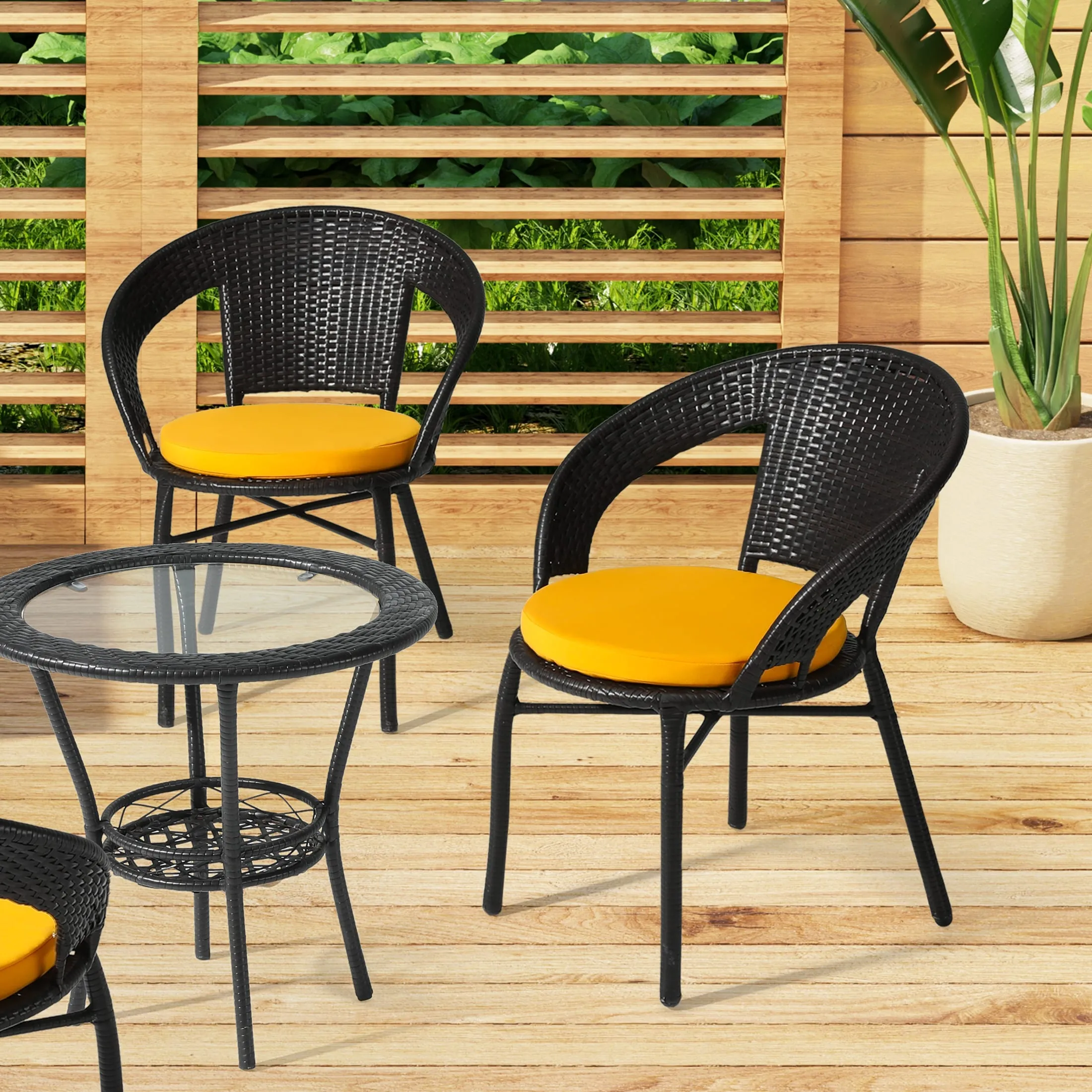 Polytrends Fading Free All Weather Outdoor Patio Dining Chair Seat Cushions - (Set of 4)