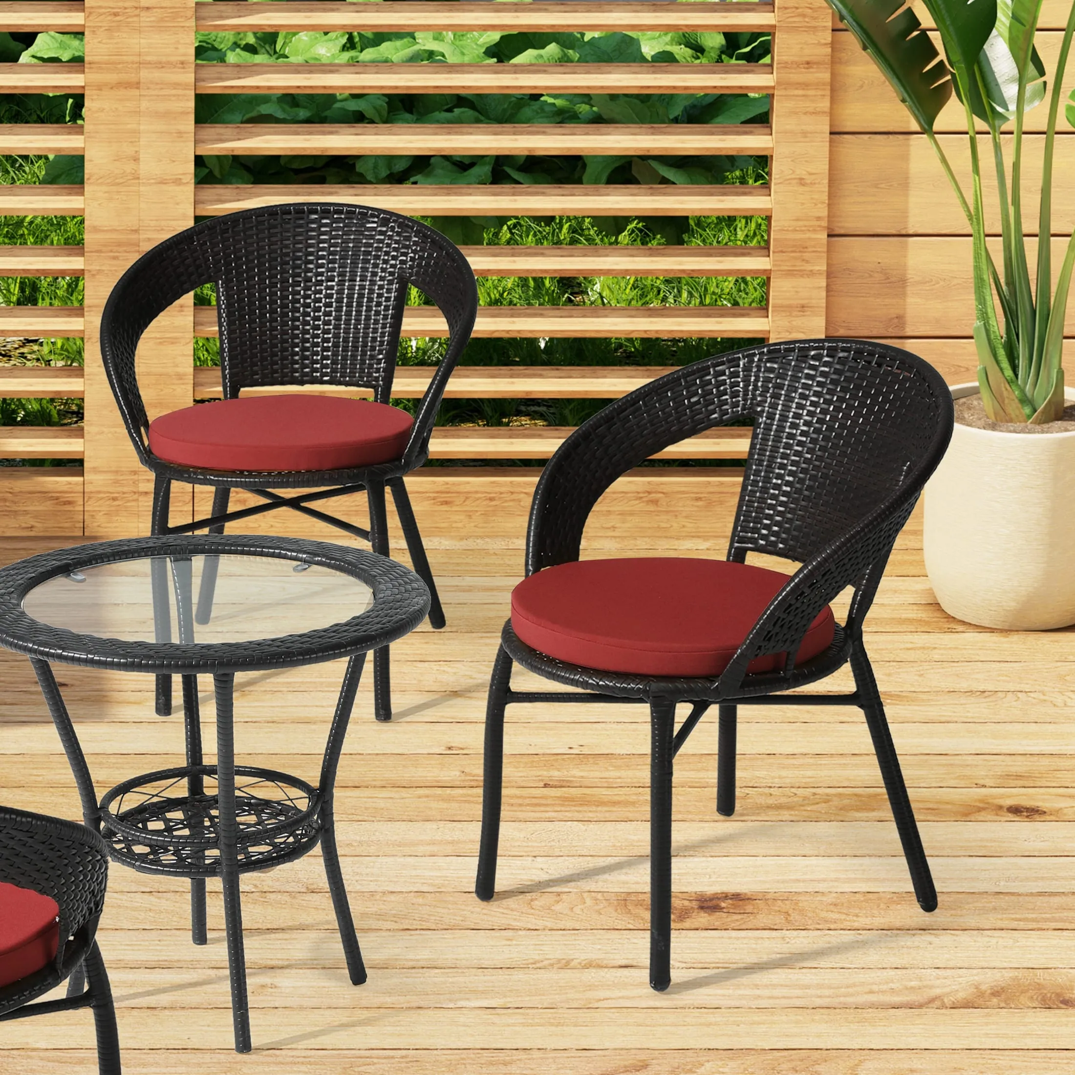 Polytrends Fading Free All Weather Outdoor Patio Dining Chair Seat Cushions - (Set of 4)