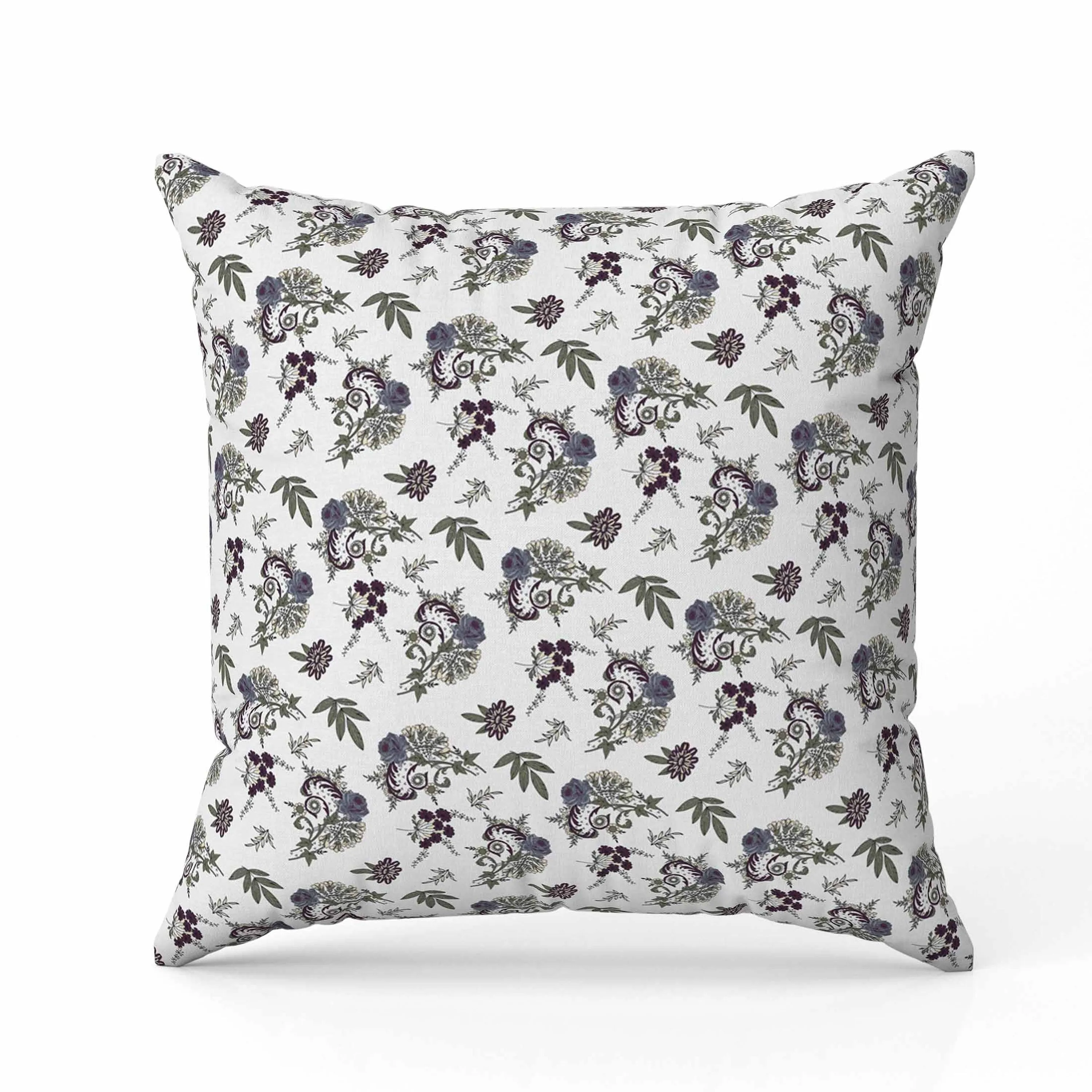 Rose Dreams Indoor/Outdoor Reversible Throw Pillow White and Green