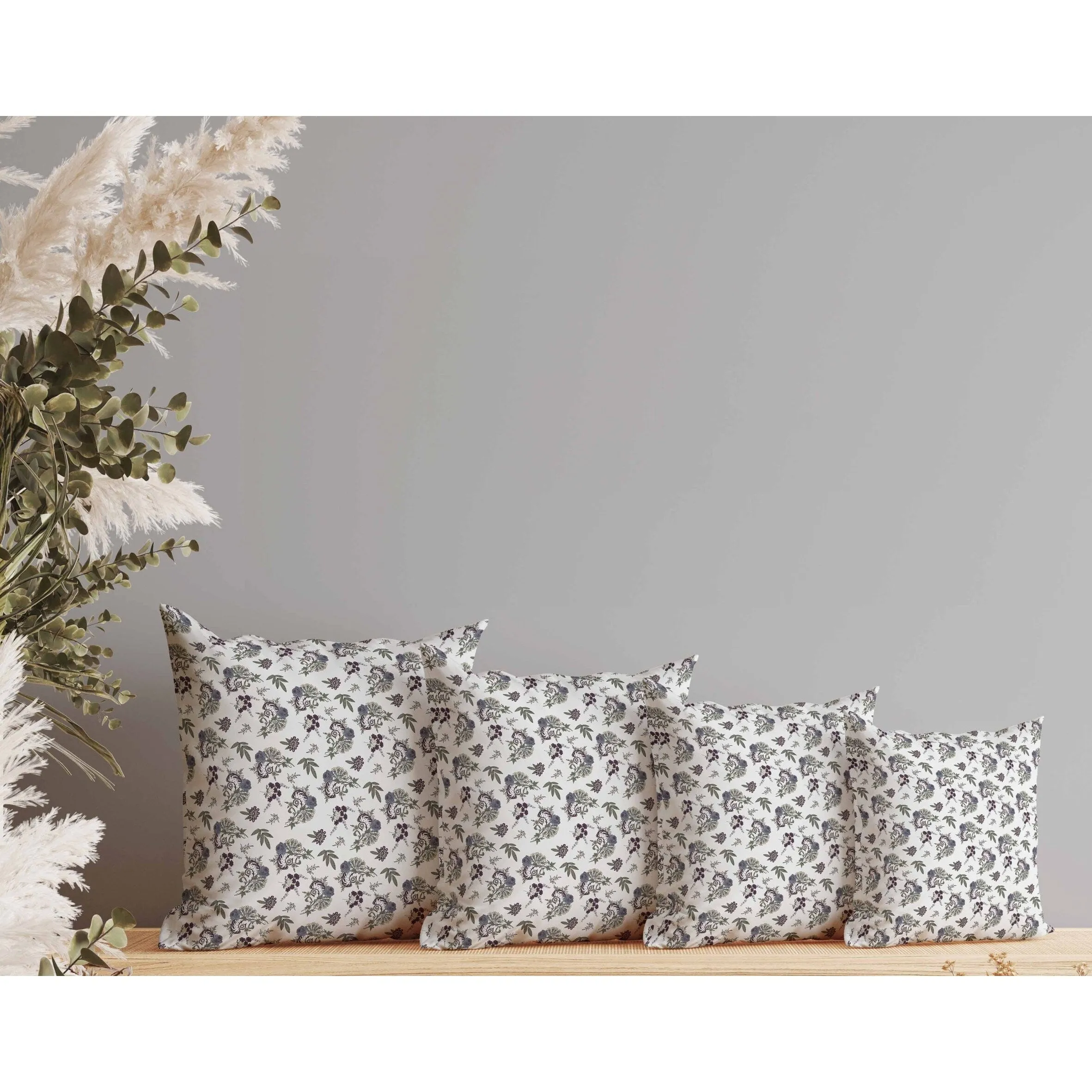 Rose Dreams Indoor/Outdoor Reversible Throw Pillow White and Green