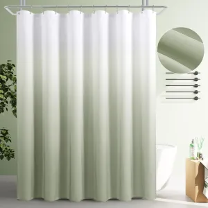 Sage Green Polyester Ombre Shower Curtains for Bathroom. 72 x 78