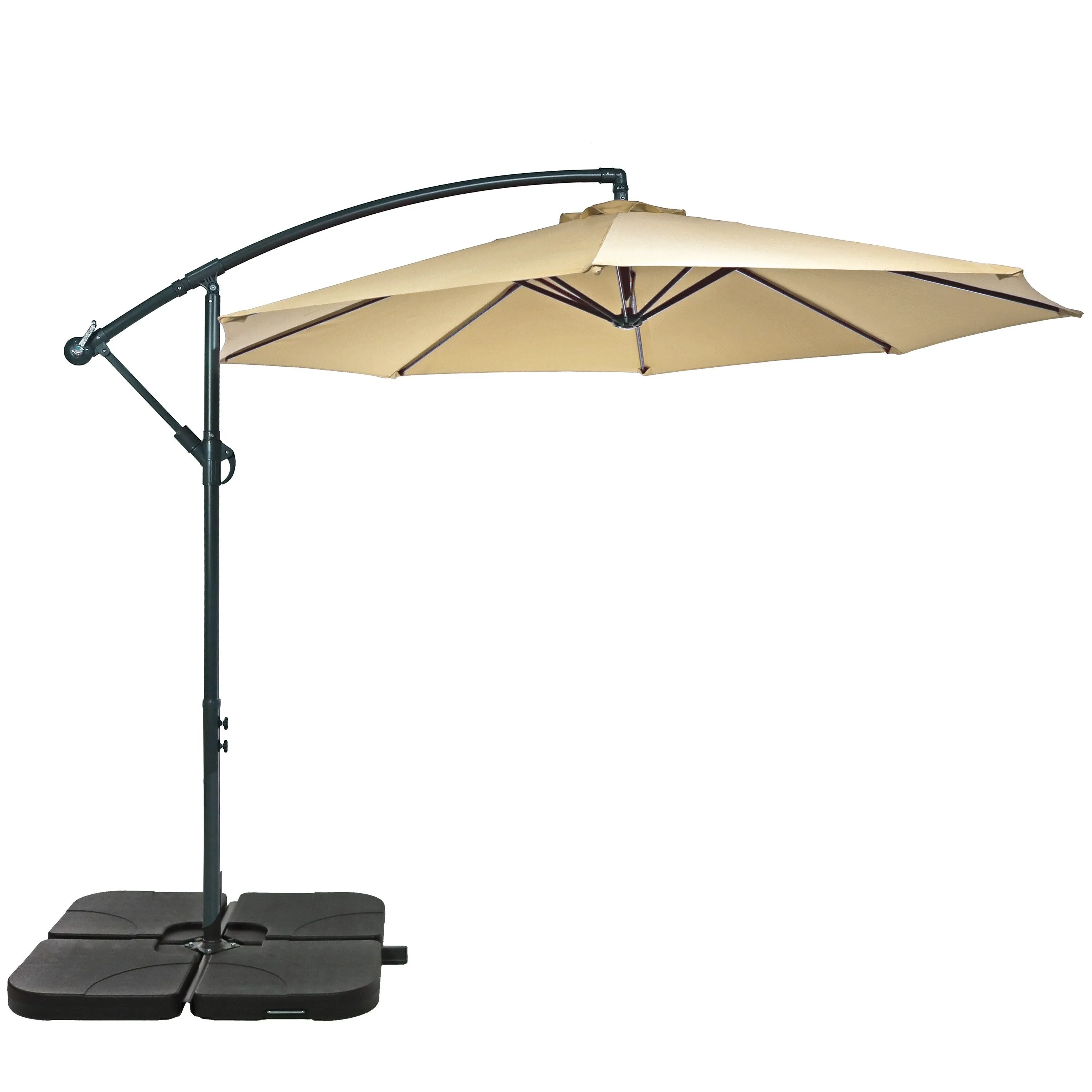 Sunnydaze 10' Offset Patio Umbrella with Cantilever and Cross Base
