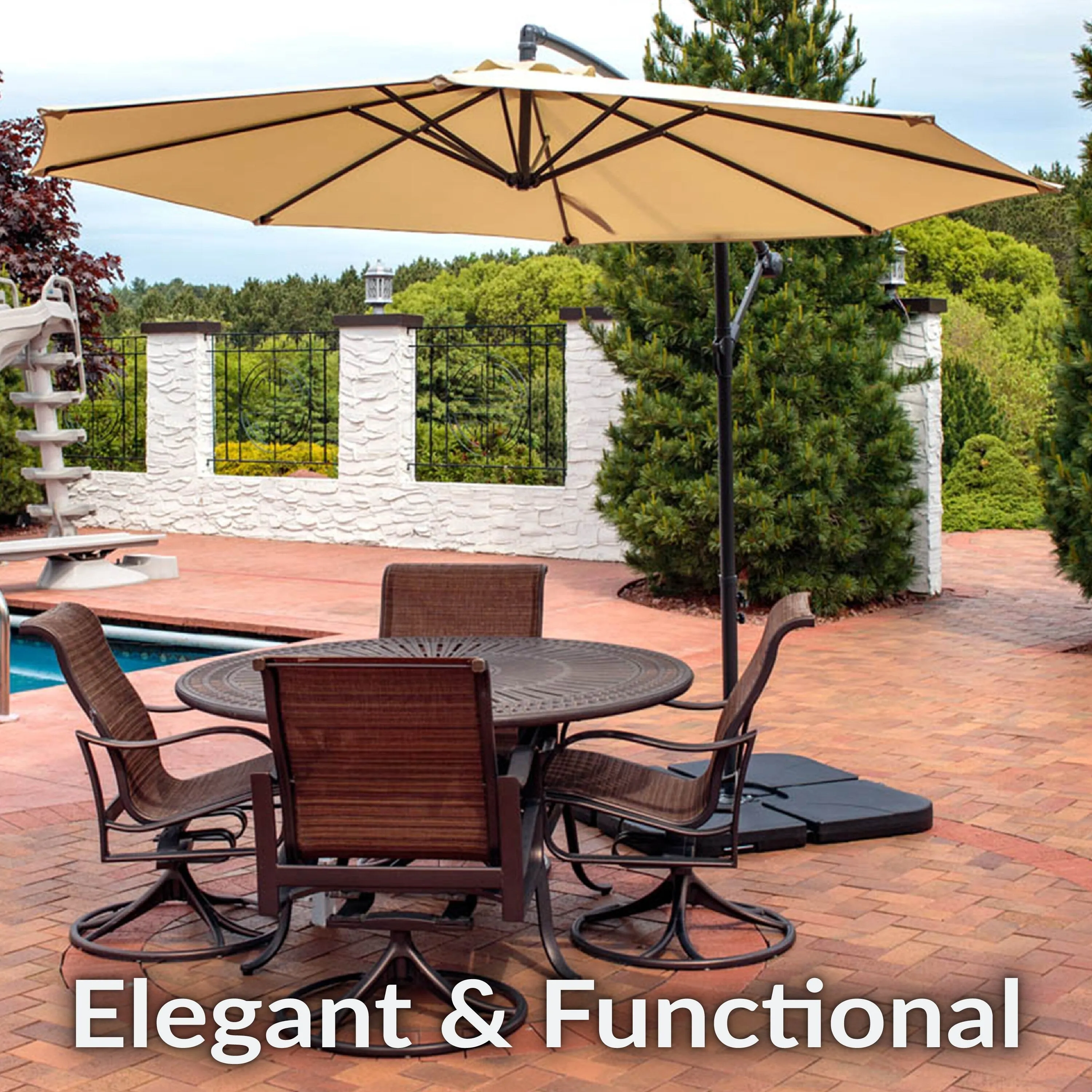 Sunnydaze 10' Offset Patio Umbrella with Cantilever and Cross Base