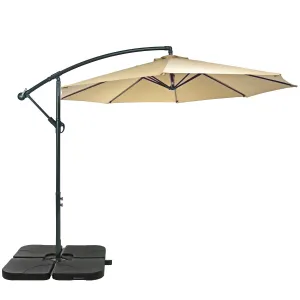 Sunnydaze 10' Offset Patio Umbrella with Cantilever and Cross Base