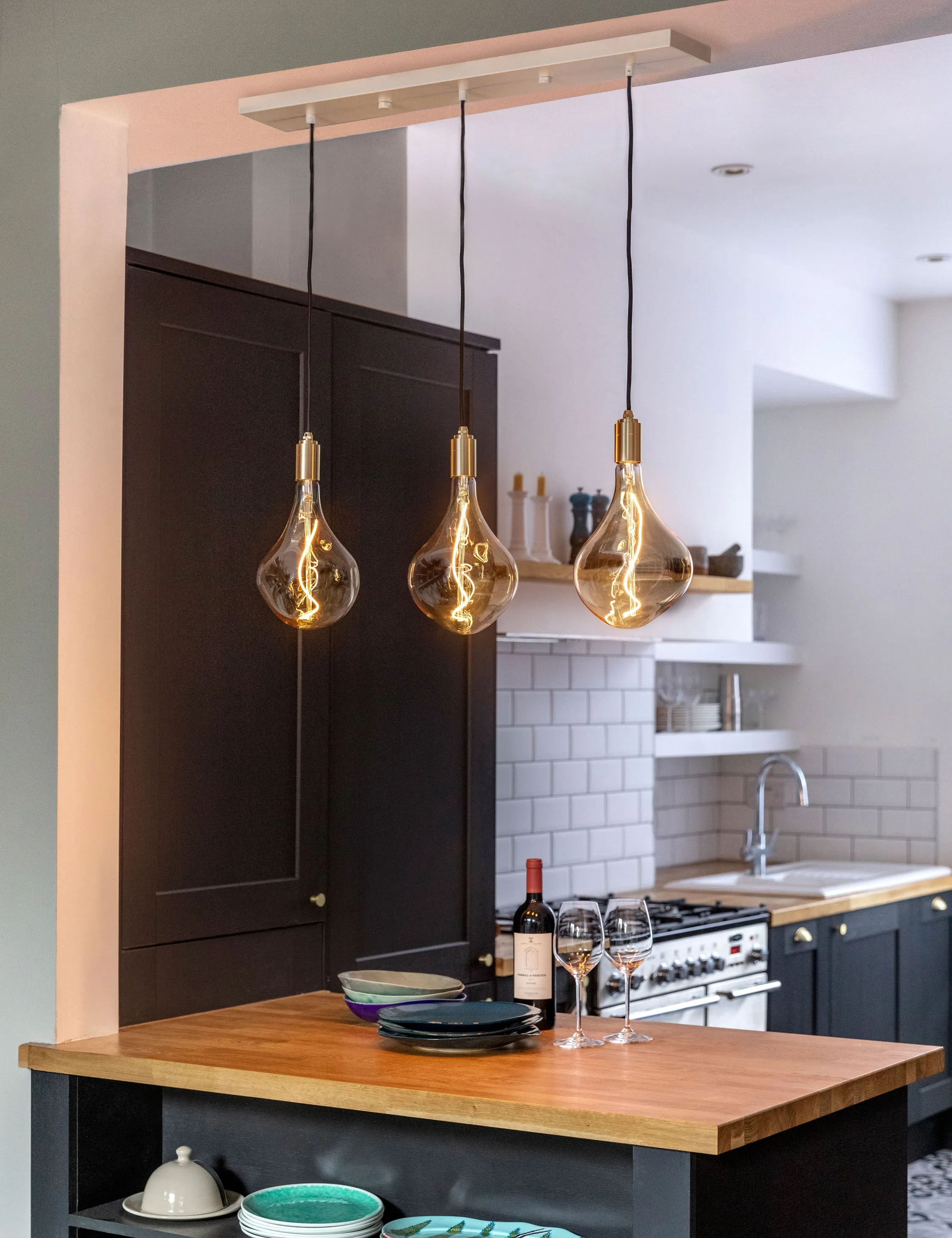 Triple Linear Pendant Light with Voronoi II by Tala