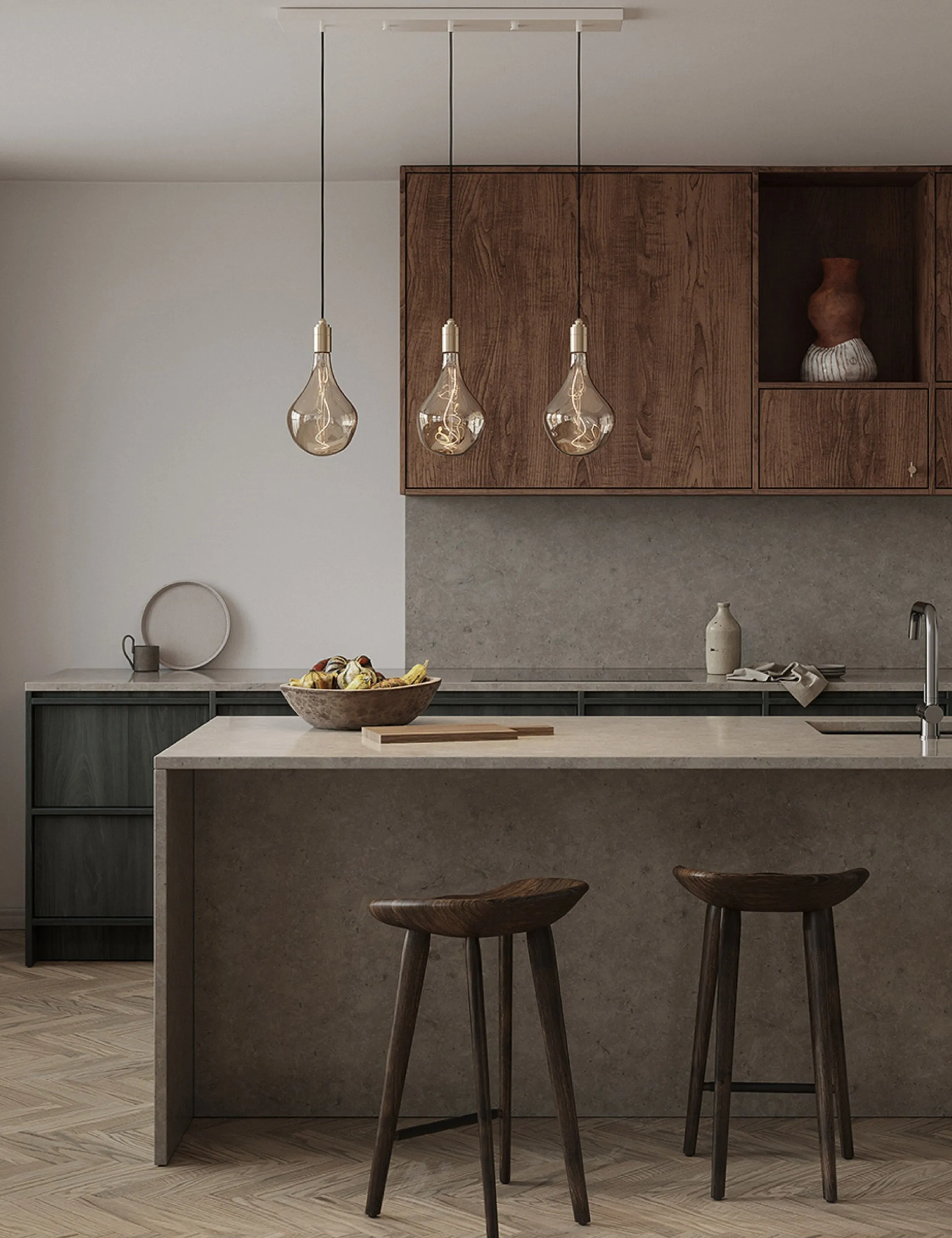 Triple Linear Pendant Light with Voronoi II by Tala