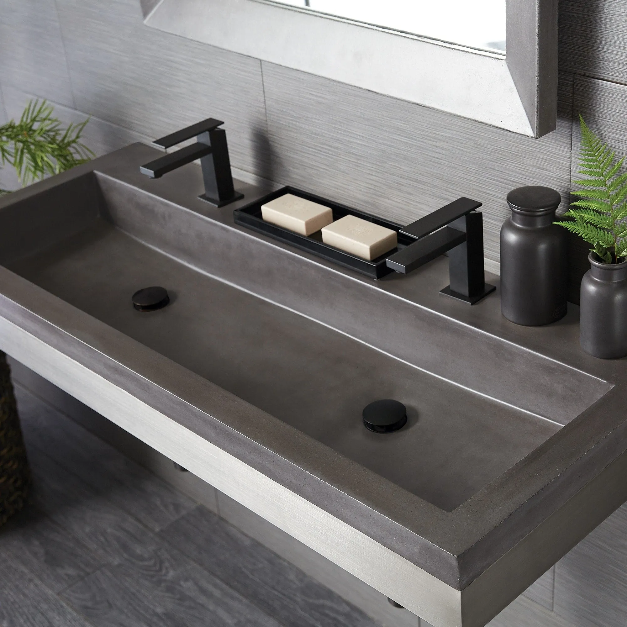 Trough 48-inch NativeStone Drop-in Double Bathroom Sink - 48 x 19 x 5