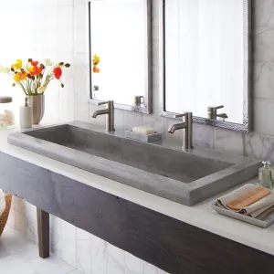 Trough 48-inch NativeStone Drop-in Double Bathroom Sink - 48 x 19 x 5