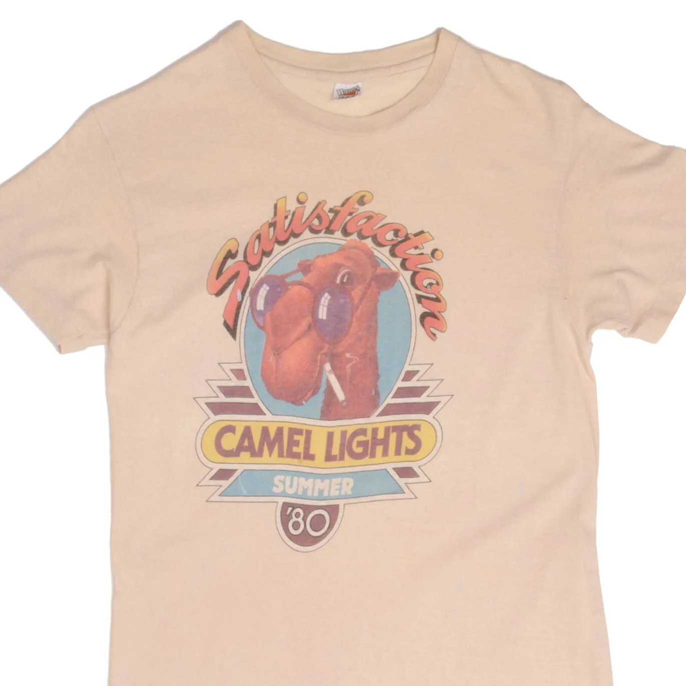 VINTAGE SATISFACTION CAMEL LIGHTS SUMMER 1980 TEE SHIRT SIZE SMALL MADE USA