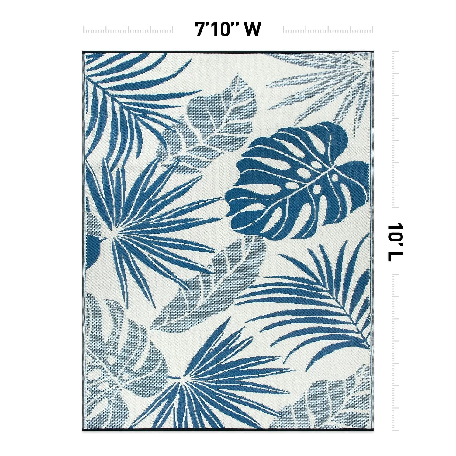 World Rug Gallery Tropical Floral Leaf Reversible Recycled Plastic Outdoor Rugs