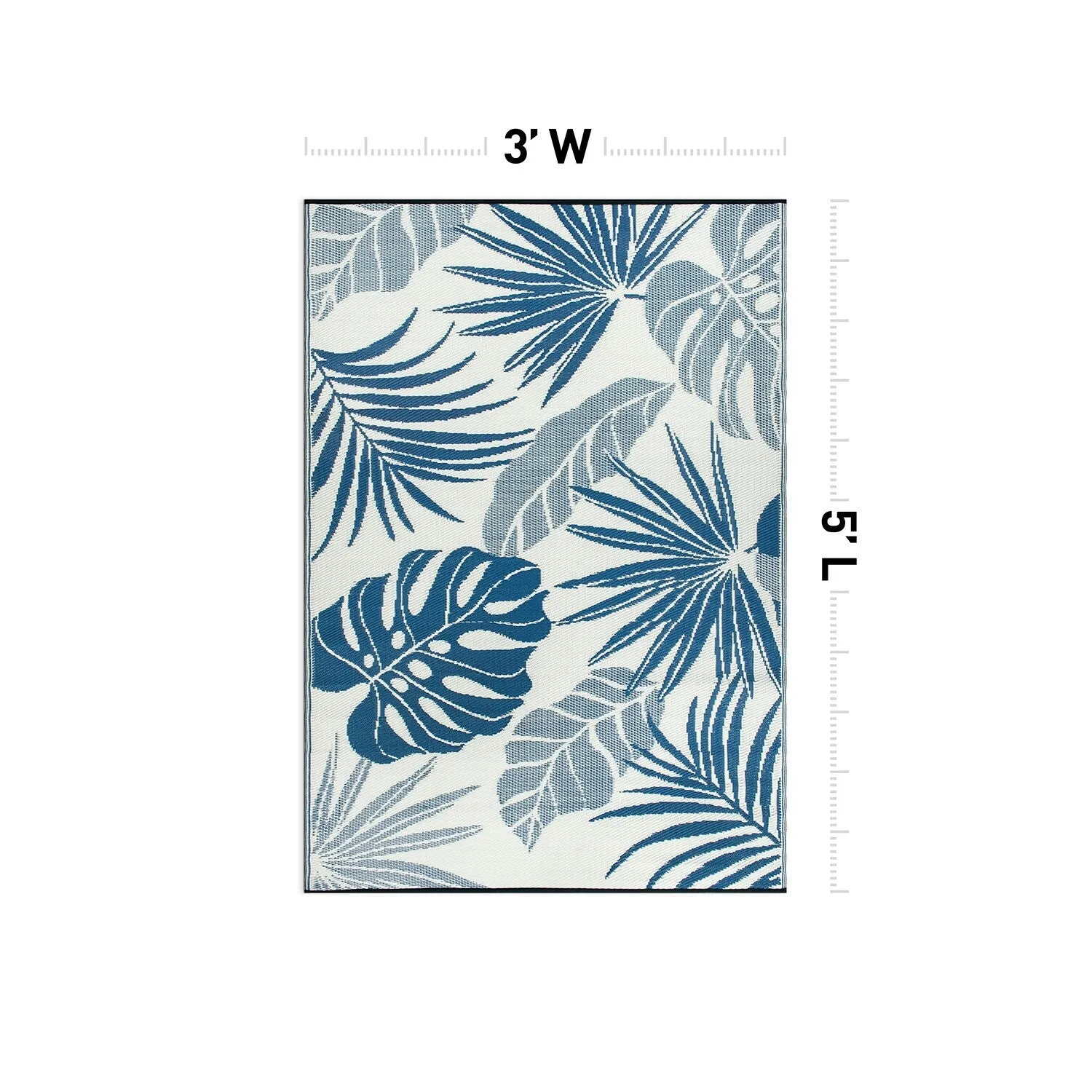 World Rug Gallery Tropical Floral Leaf Reversible Recycled Plastic Outdoor Rugs