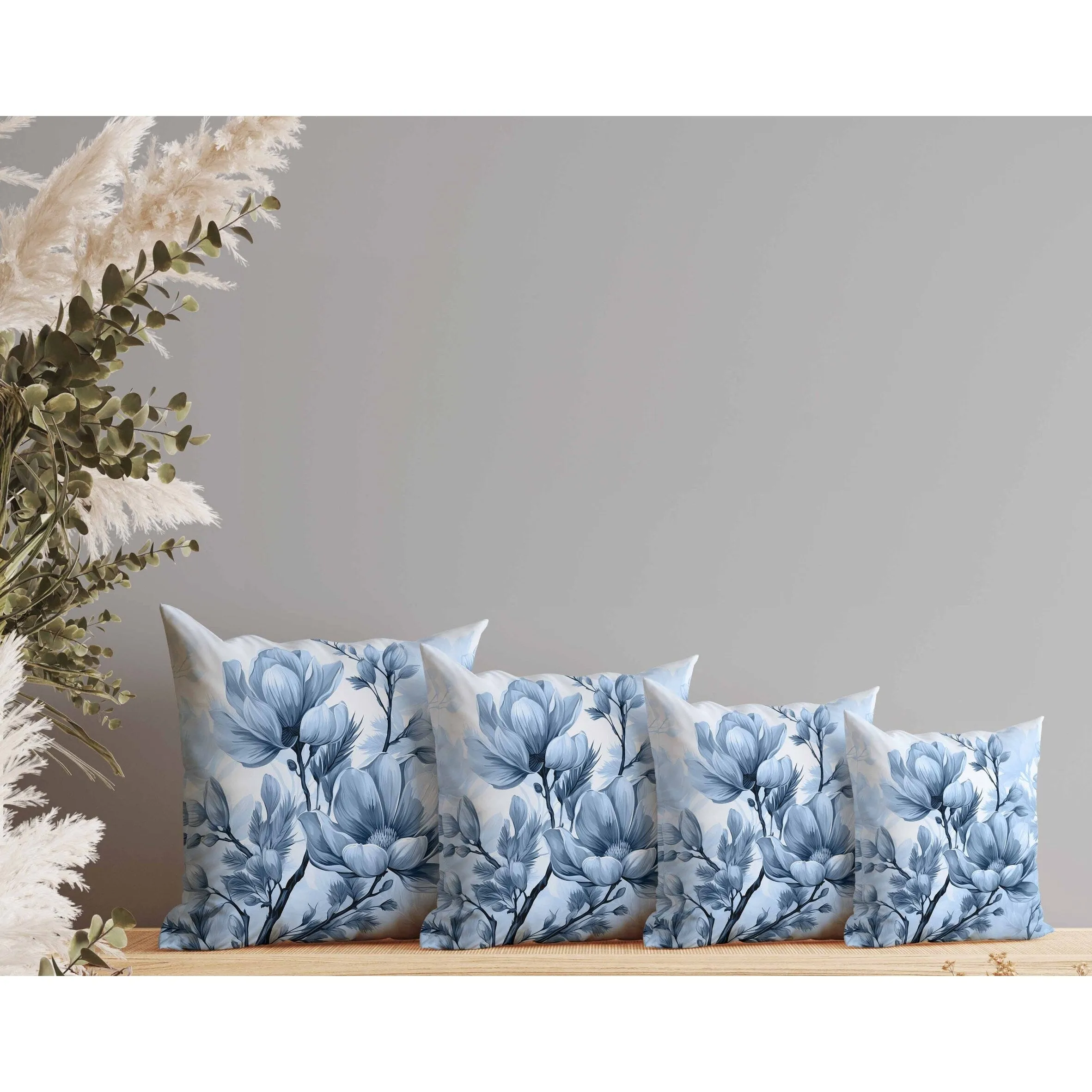 Zinnia Zest Indoor/Outdoor Reversible Throw Pillow Blue